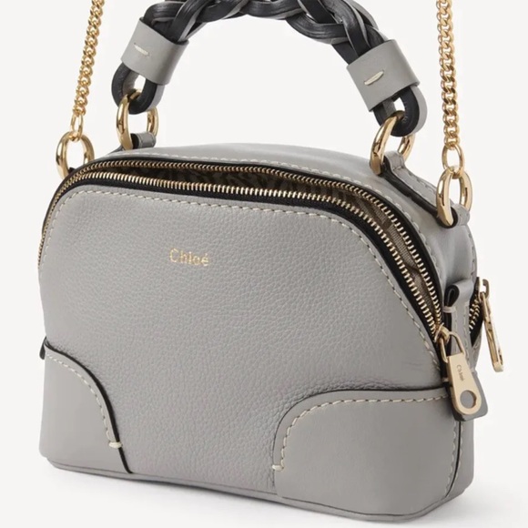 CHLOE Mini Daria Leather Chain Crossbody Shoulder Bag Stromy Gray NWT - Picture 6 of 16